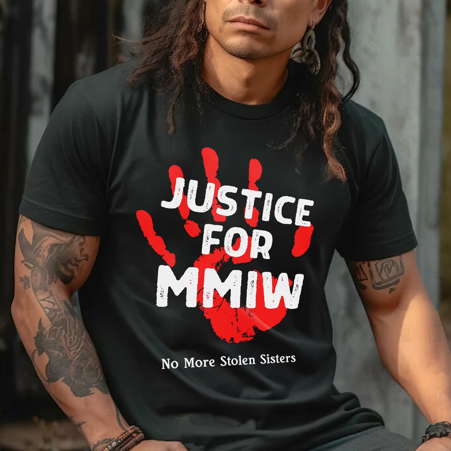 Justice for MMIW No More Stolen Sisters Red Hand Unisex T-Shirt/T-Shirt V-Neck/Hoodie/Sweatshirt