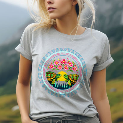 Sacred Turtle Love Circle - Indigenous Art of Unity & Love Unisex T-shirt/T-shirt V-neck/Hoodie/Sweatshirt