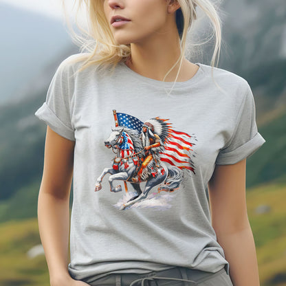 Native American Warrior Horse Patriotic Unisex T-shirt/V-neck T-shirt /Hoodie/Sweatshirt