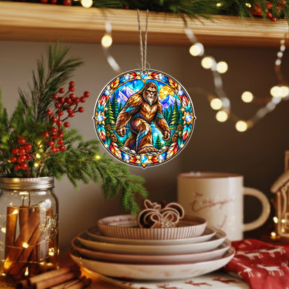 Bigfoot Acrylic Ornament Stained Glass Style Christmas Decor