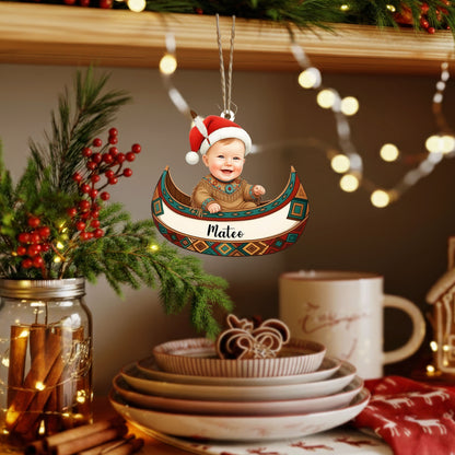 Custom Baby's First Christmas Ornament 2025 with Name & Photo - Personalized Decoration