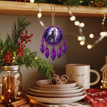 Wolf Dreamcatcher - Purple Moon Forest - Unique Christmas Gift Decor Flat Acrylic
