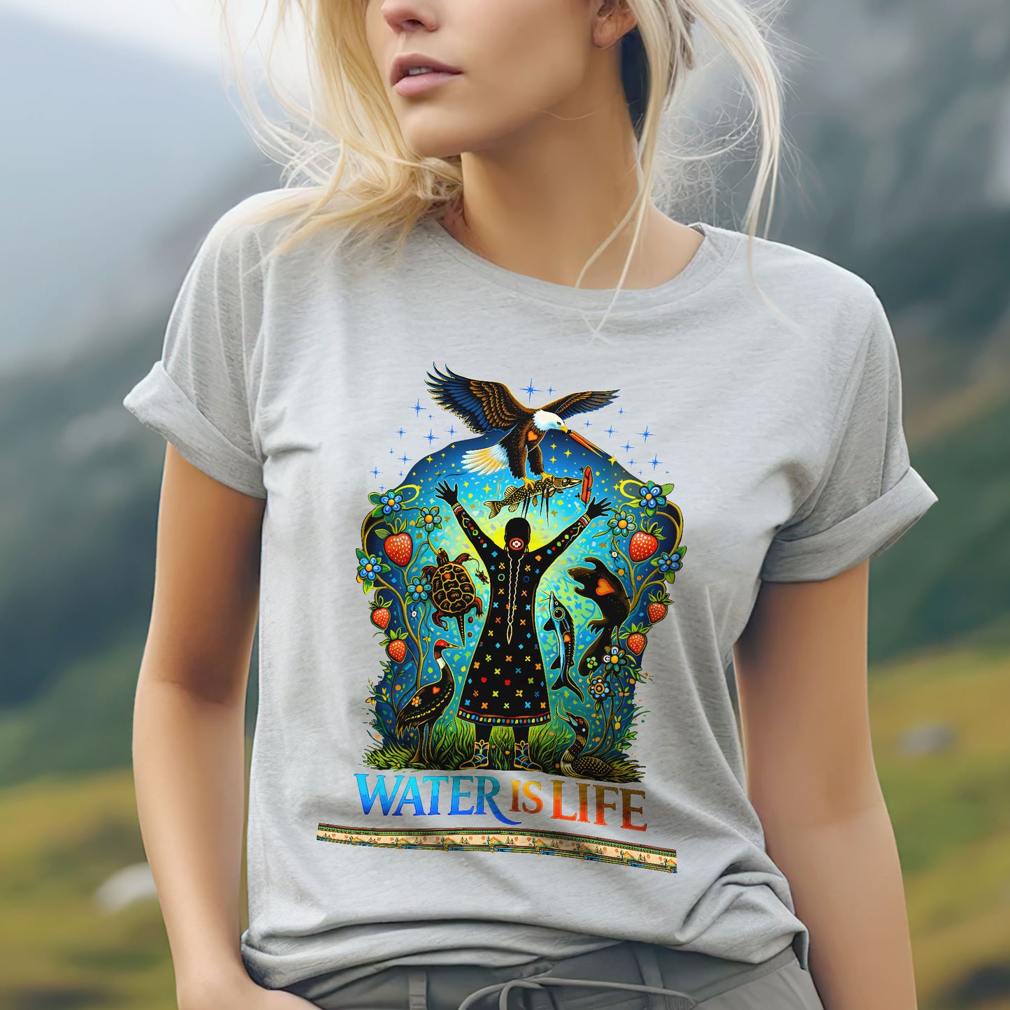 Water is Life Mini Wiconi - Native American - Unisex T-shirt/V-neck T-shirt/Hoodie/Sweatshirt