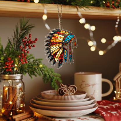 Stained Glass Feather Acrylic Ornament - Christmas Tree Decor