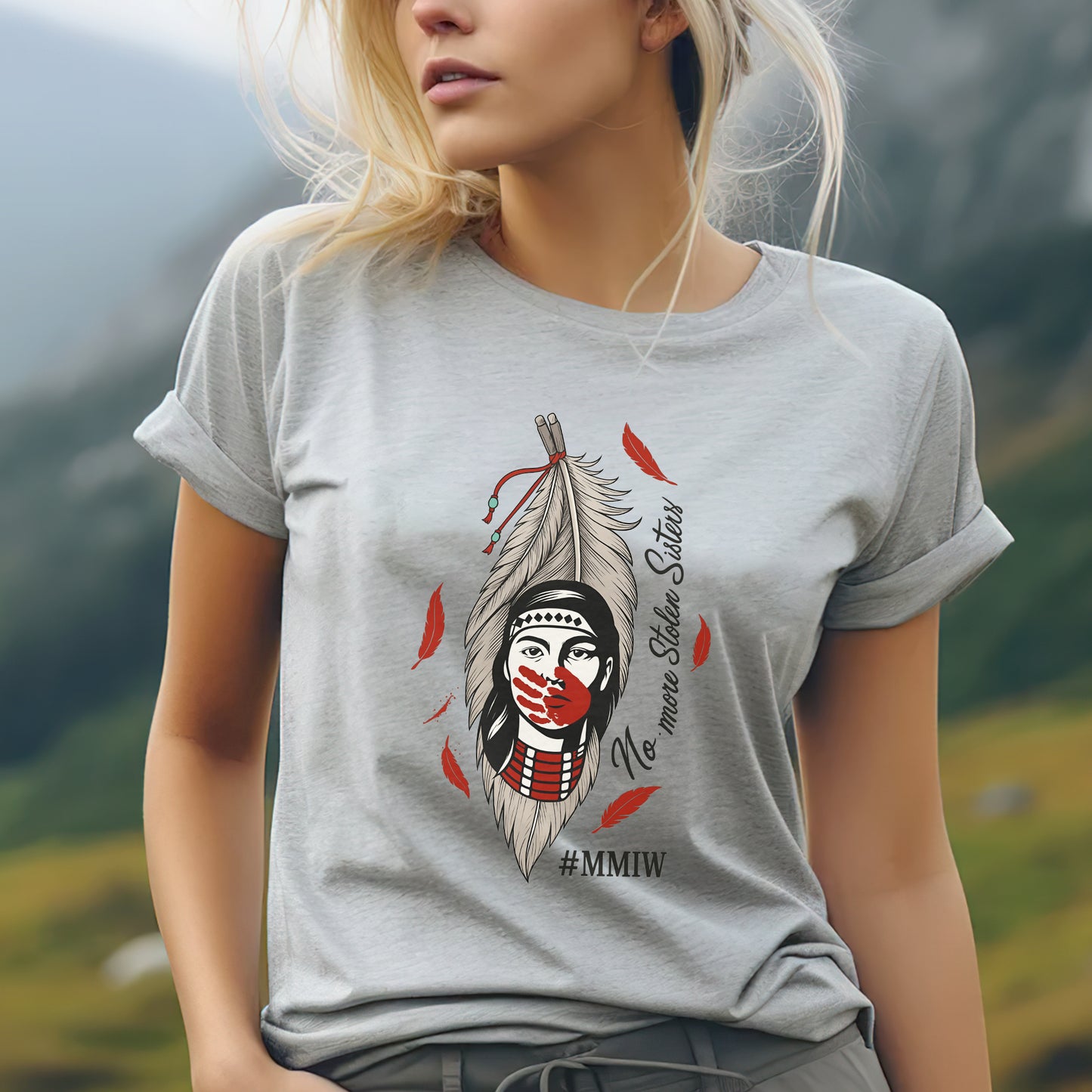 No More Stolen Sisters Red Hand - MMIW Unisex T-Shirt/Hoodie/V-Neck/Sweatshirt