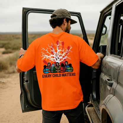 Every Child Matters Indigenous Roots Red Hand Design For Orange Shirt Day - Two sides - Unisex T-shirt/V-neck T-shirt/Hoodie/Sweatshirt