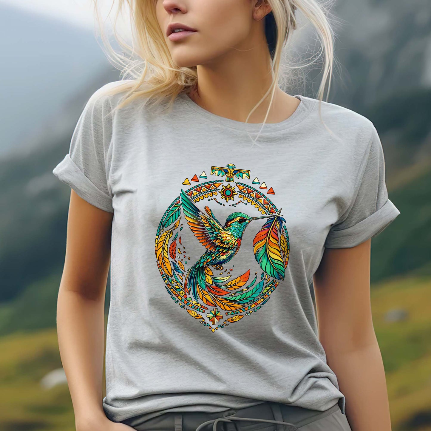 Sacred Hummingbird - Indigenous Native Art of Hope, Energy & Balance Unisex T-Shirt/T-Shirt V-Neck/Hoodie/Sweatshirt