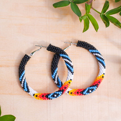 SALE 50% OFF - Handmade Black Dusk Pattern Beaded Earrings for Women