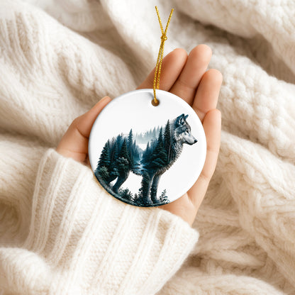 Native Wolf Spirit Christmas Ornament – Forest Wilderness Decor