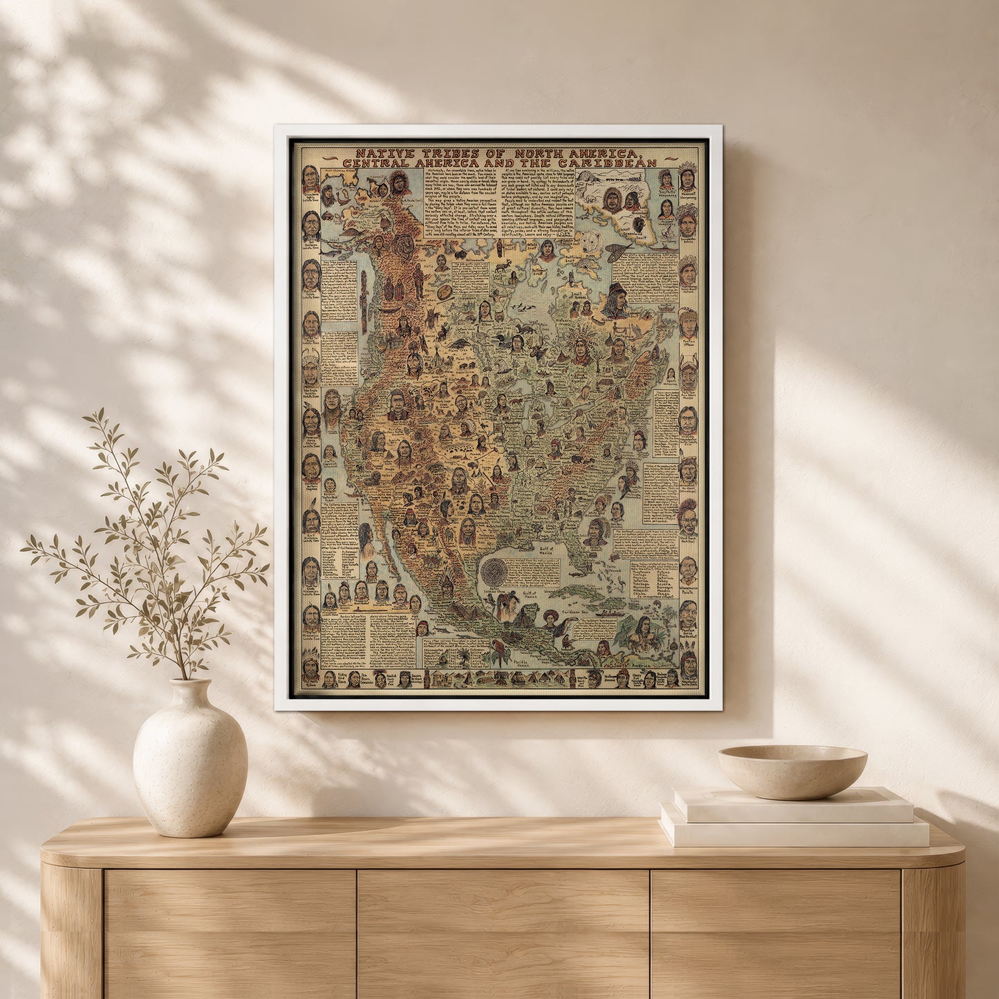 Native Tribes of North American central America and the Caribbean Maps Poster