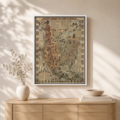 Native Tribes of North American central America and the Caribbean Maps Poster