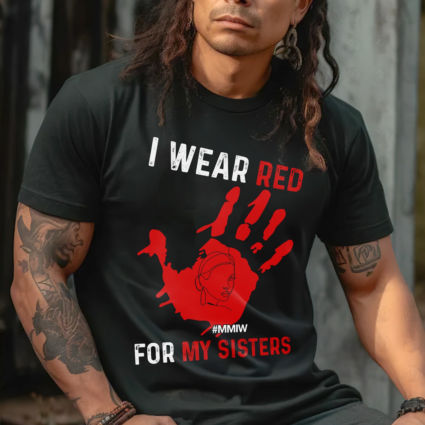 MMIW I Wear Red for My Sisters Red Hand Unisex T-Shirt/T-Shirt V-Neck/Hoodie/Sweatshirt