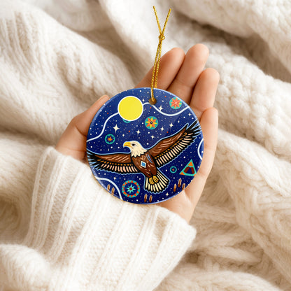 Tribal Eagle Ceramic Ornament Spiritual Wildlife Design for Holiday Decor