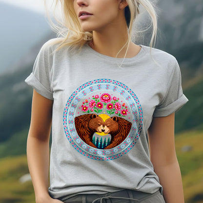 Sacred Bear Love Circle - Indigenous Art of Unity & Love Unisex T-shirt/T-shirt V-neck/Hoodie/Sweatshirt