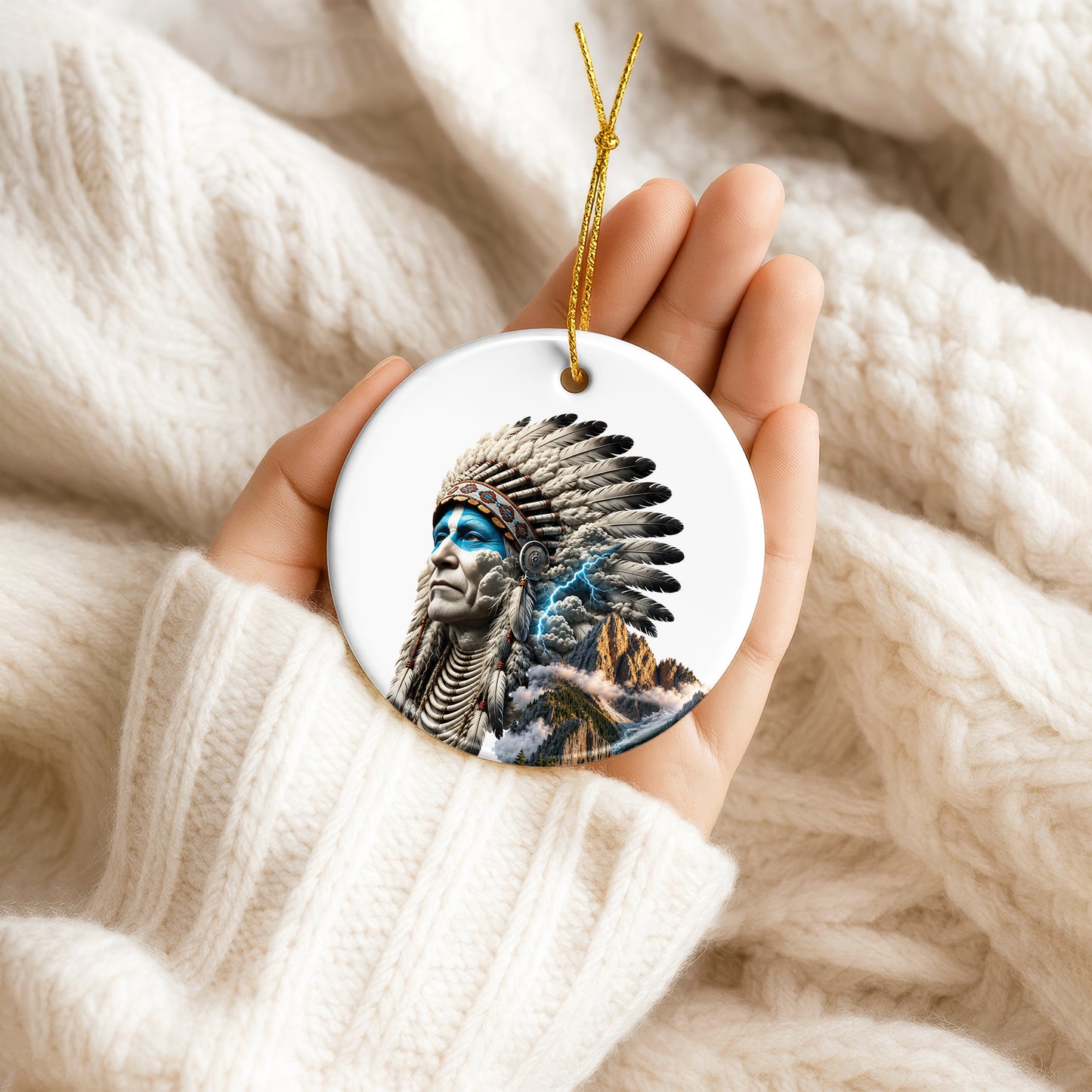 Echoes of Ancestral Land Native Christmas Ornament – Heritage-Inspired Mountain Holiday Decor
