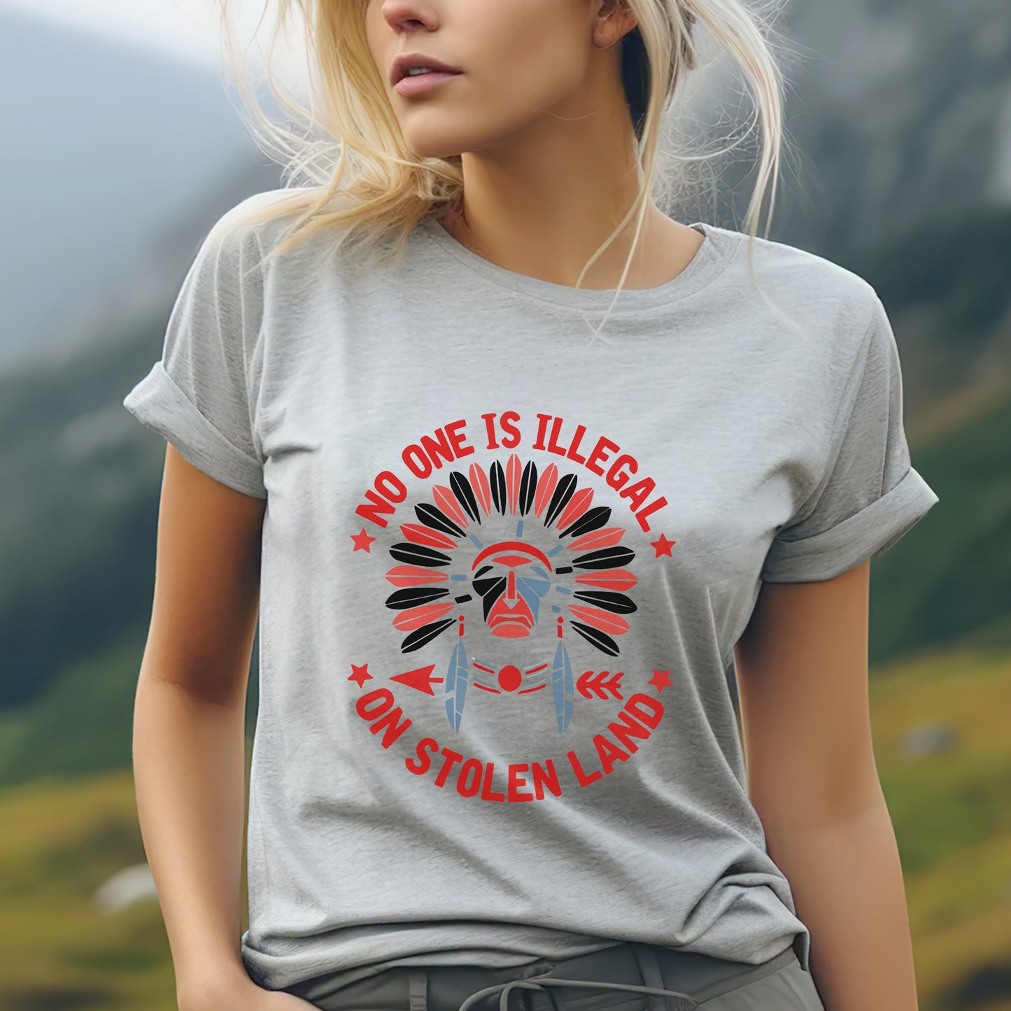 No One Is Illegal on Stolen Land - MMIW Unisex T-Shirt/Hoodie/V-Neck/Sweatshirt