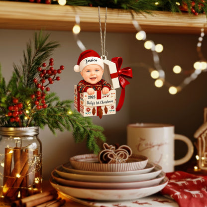 Personalized Baby’s First Christmas Ornament 2025 with Custom Name & Photo
