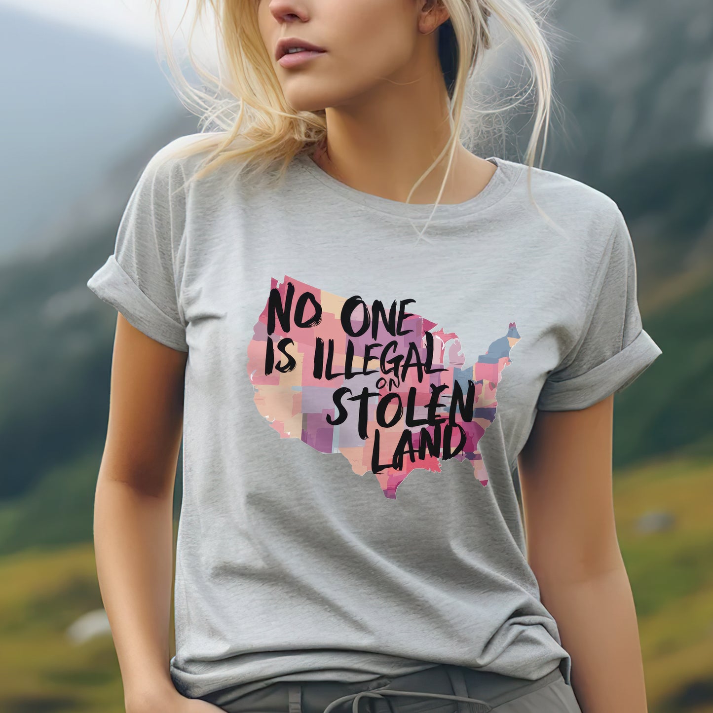 No One Is Illegal On Stolen Land Indigenous Rights USA Unisex T-Shirt/T-Shirt V-Neck/Hoodie/Sweatshirt