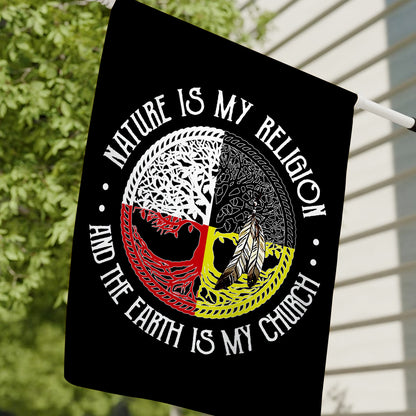 Nature Is My Religion Earth Is My Church Flag Medicine Wheel