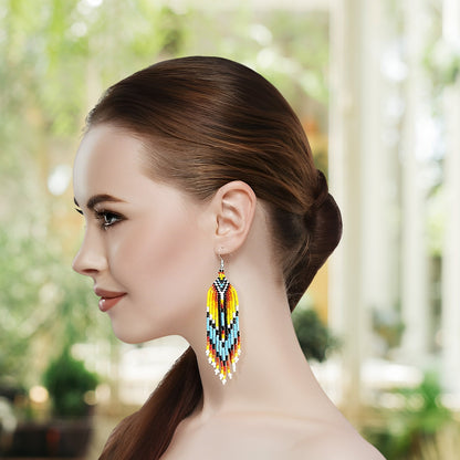 Multi-Color Hook Beaded Handmade Earrings For Women