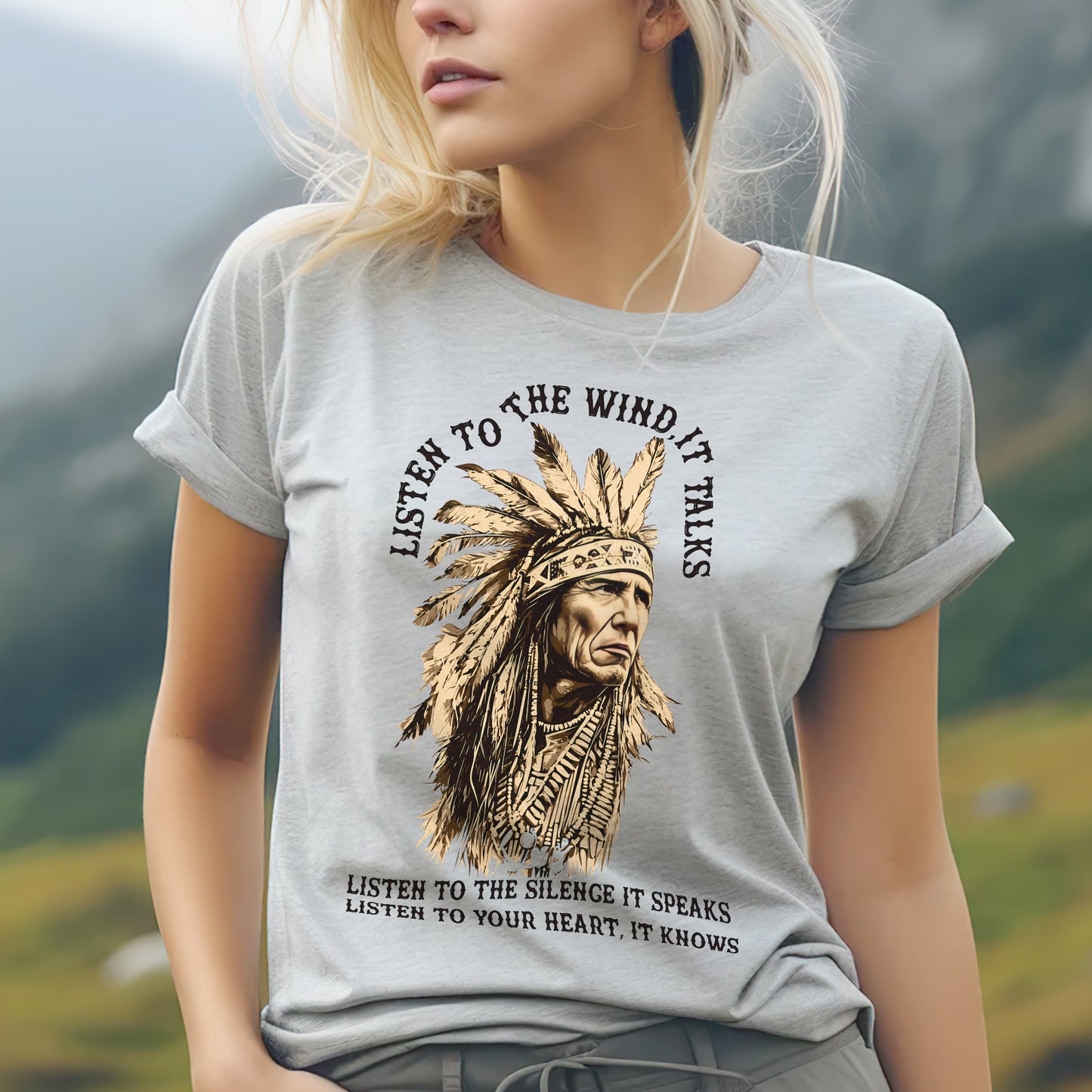 Listen to the Wind Native American Unisex T-shirt/V-neck T-shirt /Hoodie/Sweatshirt