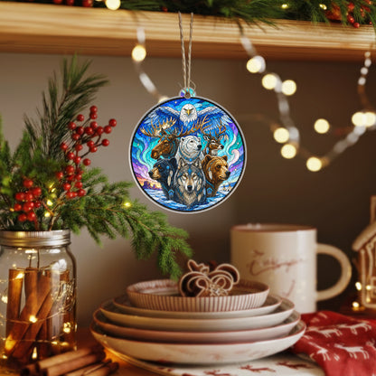 Wildlife Spirit Acrylic Ornament, Indigenous Inspired Animal Art, Unique Holiday Decoration