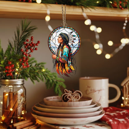 Native American Woman - Tribal Heritage Christmas Decor Flat Acrylic