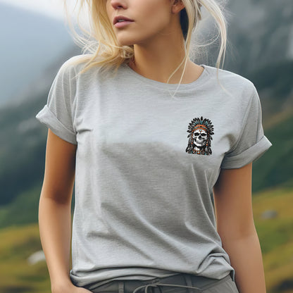Native Inspired War Chief Skull Fear None Wild Free- Two sides - Unisex T-Shirt/T-Shirt V-Neck/Hoodie/Sweatshirt