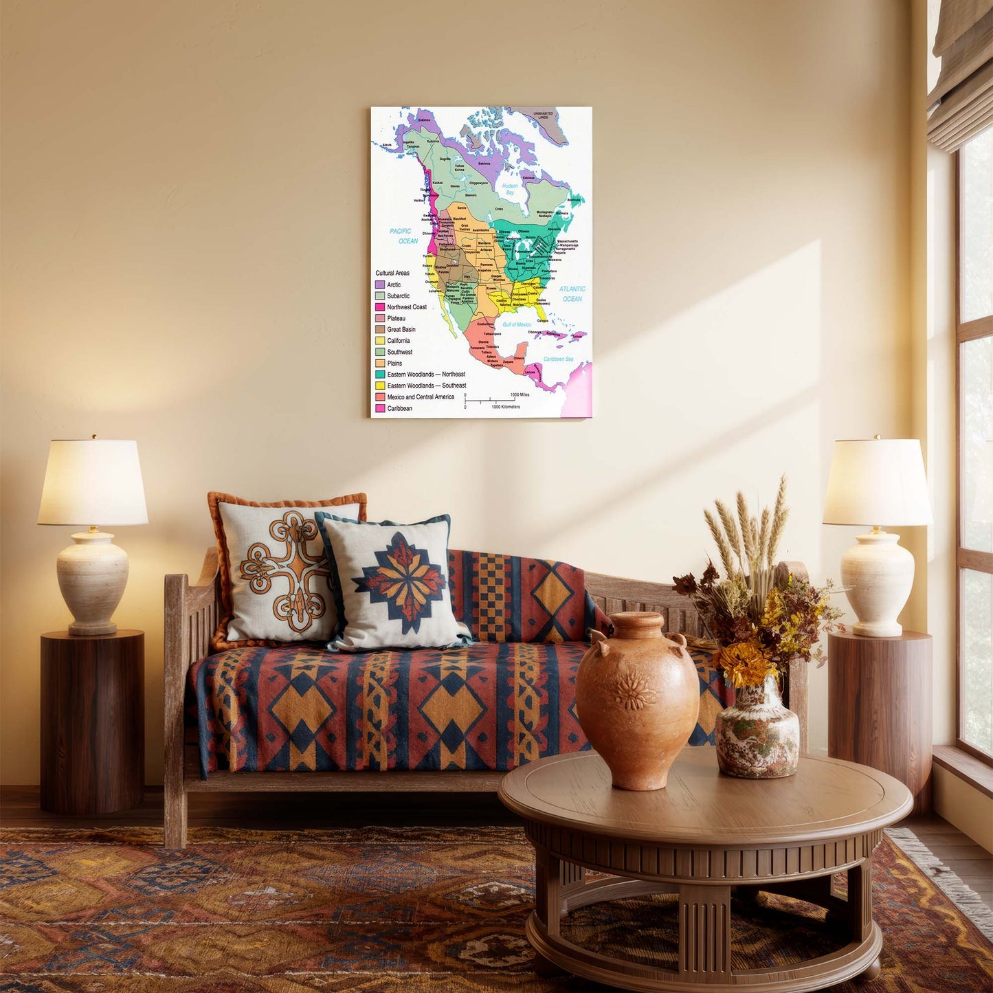 Native American Cultural Regions Map - Indigenous North America Tribes Poster