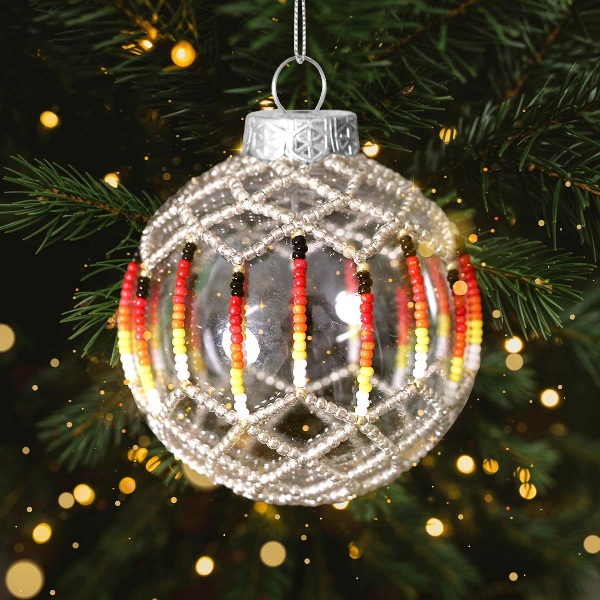 Red Beaded Handmade Ornament - Holiday Decor & Gifts