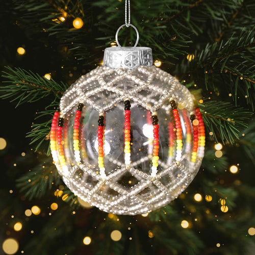 Silver Beaded Handmade Ornament Holiday Decor Gifts