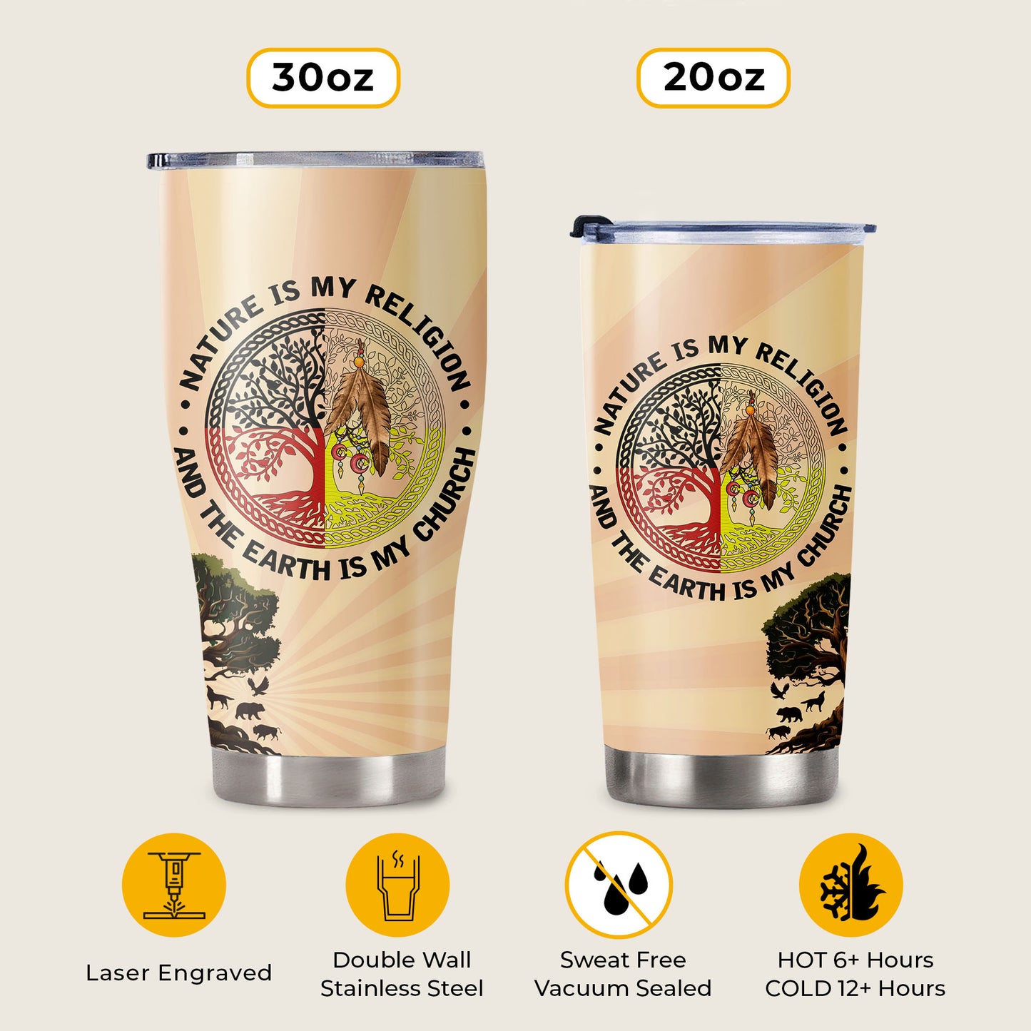 Nature Is My Religion And The Earth Is My Church Tumbler Stainless Steel Drinking Cup
