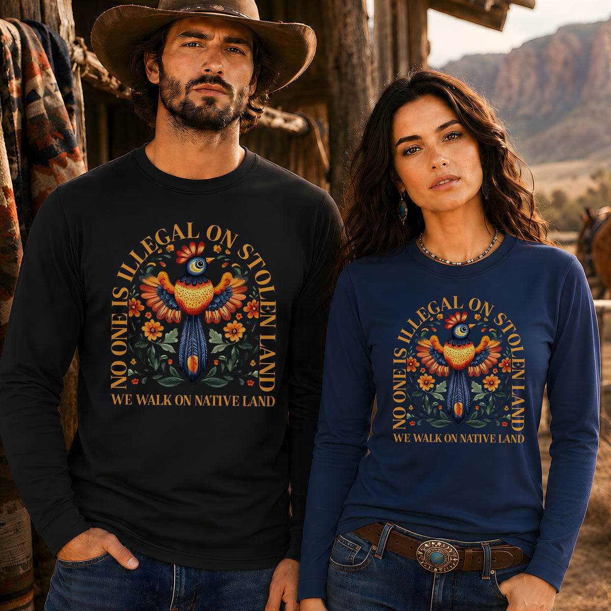 No One Is Illegal On Stolen Land - We Walk On Native Land Unisex Long Sleeve
