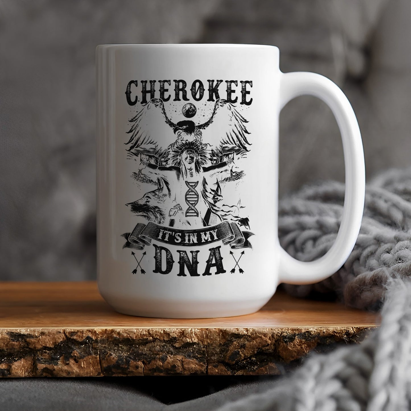 Cherokee It's In My DNA Black&White Ceramic Coffee Mug 10B