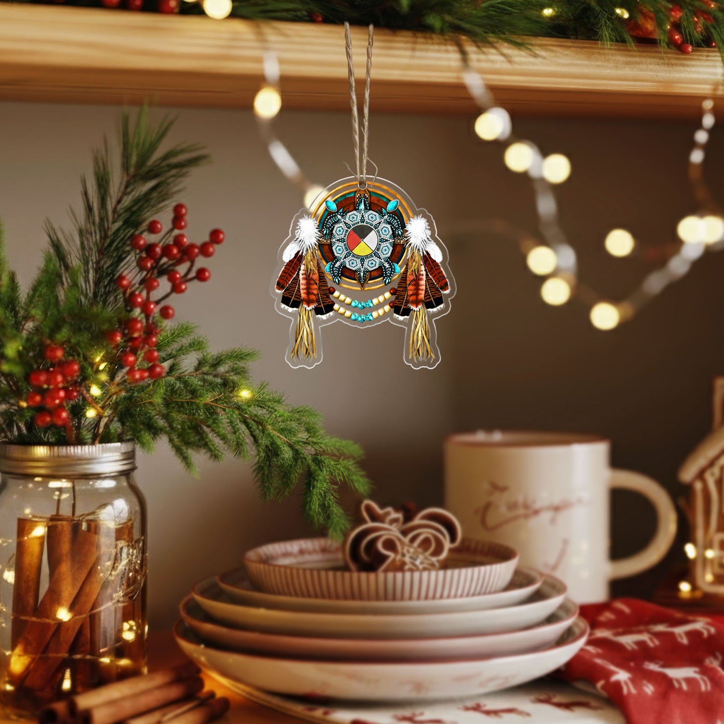 Turtle Medicine Wheel - Native American Healing Symbol - Unique Christmas Gift Decor Flat Acrylic