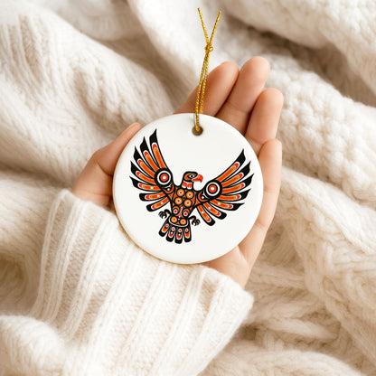 Pacific Owl Ceramic Ornament - Indigenous Tribal Art for Holiday Decor