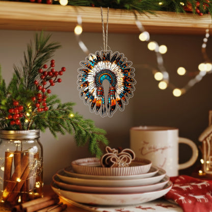 Feather Headdress Acrylic Christmas Ornament - Holiday Decor