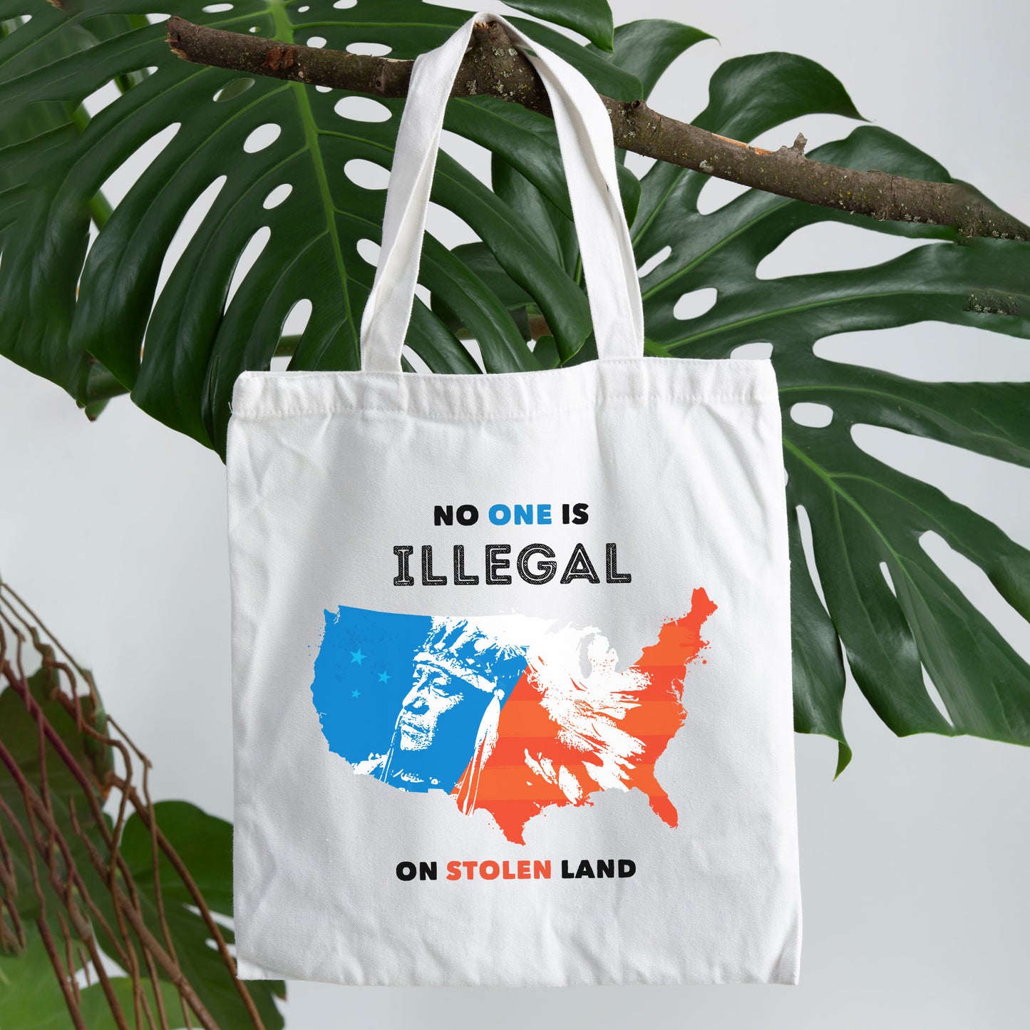NO ONE IS ILLEGAL ON STOLEN LAND. WE WALK ON NATIVE LAND - Tote Bag S22