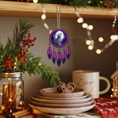 Howling Wolf - Purple Dreamcatcher Moon - Unique Christmas Gift Decor Flat Acrylic