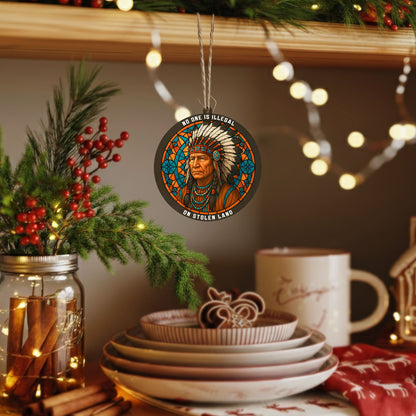No One Is Illegal on Stolen Land - Native American Chief Christmas Decoration Flat Acrylic