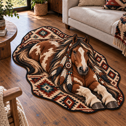 Native American Style Wildlife 3D Illusion Area Rug Home Decor