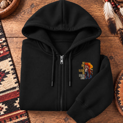 No One Is Illegal On Stolen Land - Two Sides Unisex Hoodie Zip
