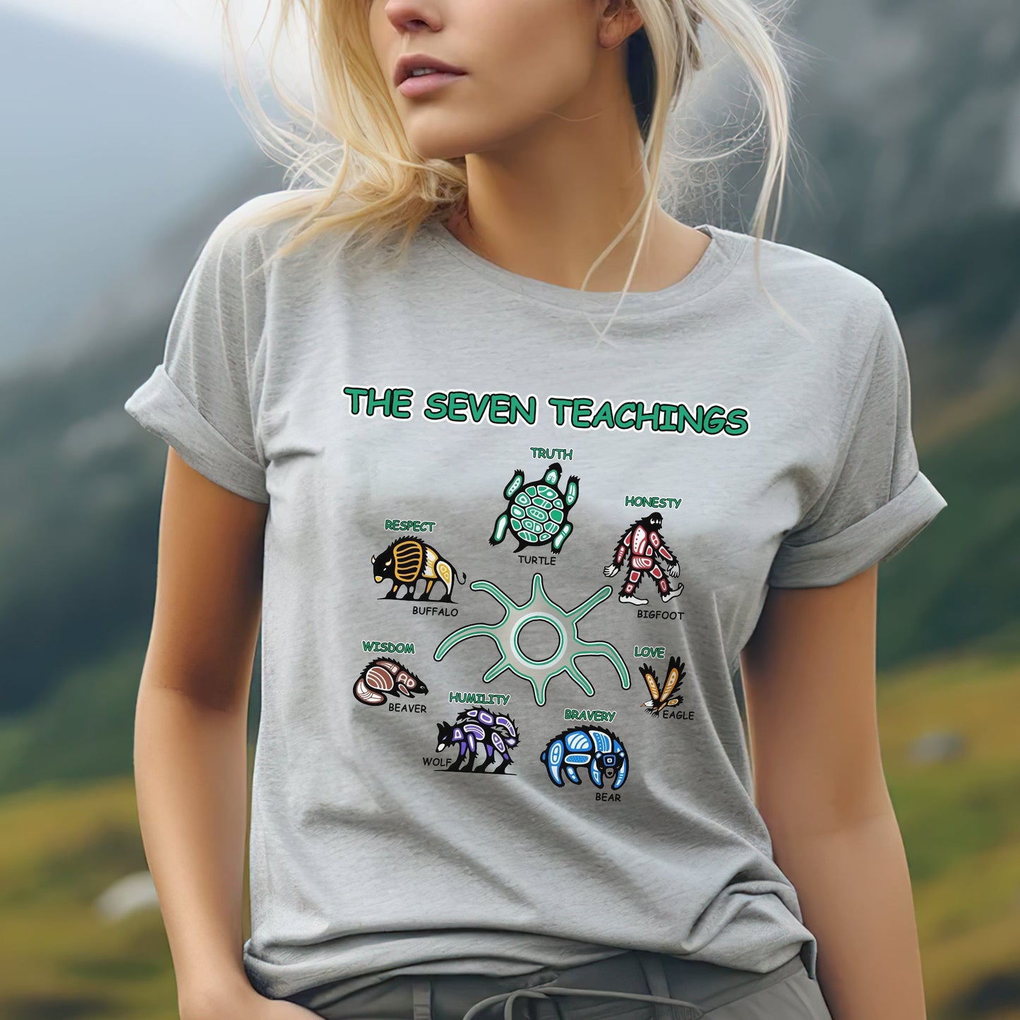 The Seven Sacred Laws Indigenous Value Culture Unisex T-shirt/V-neck T-shirt /Hoodie/Sweatshirt