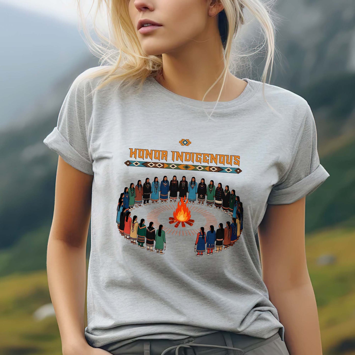 Honor Indigenous Fire Circle - Native American Spirit Unisex T-Shirt/T-Shirt V-Neck/Hoodie/Sweatshirt