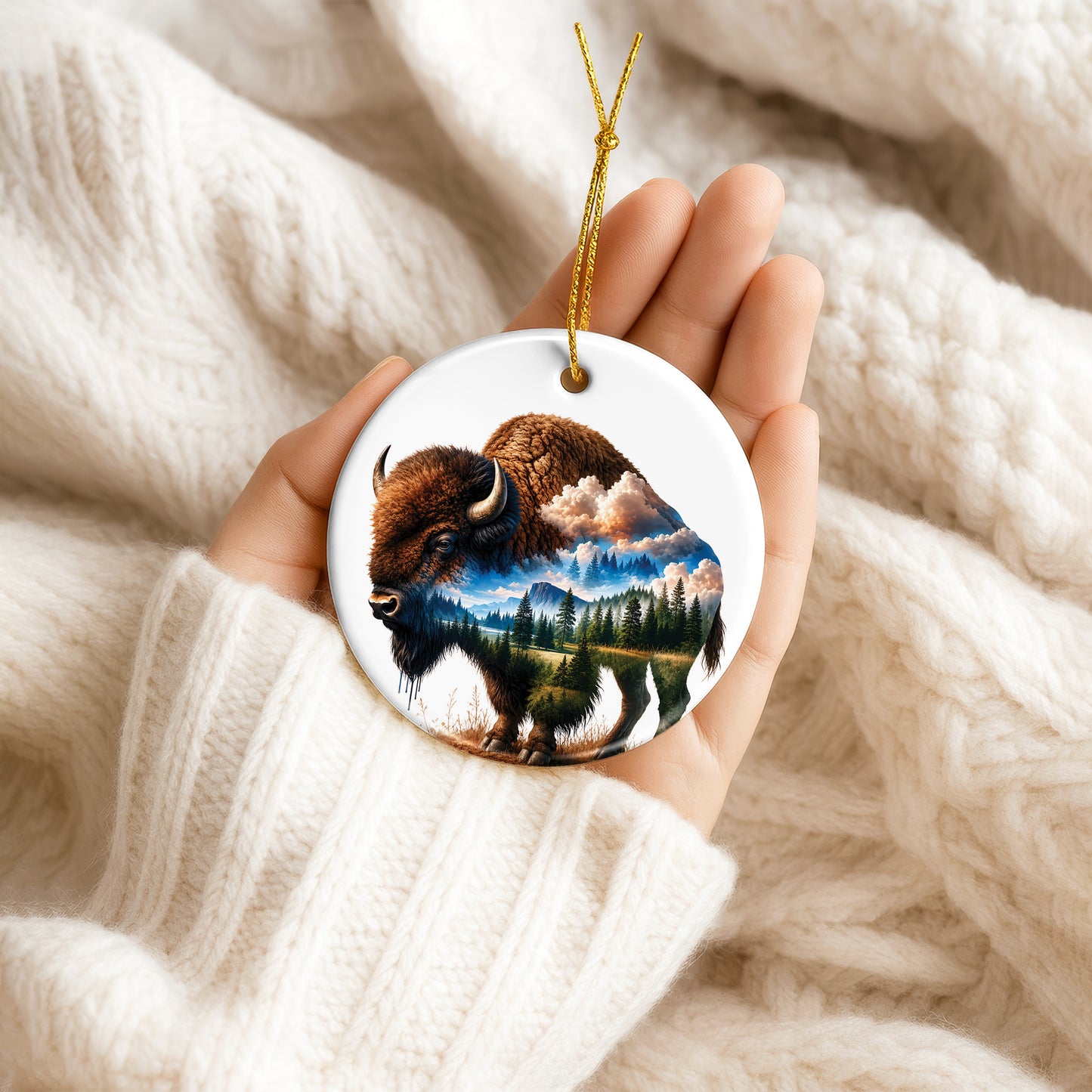 Native Bison Spirit Christmas Ornament – Indigenous-Inspired Decor