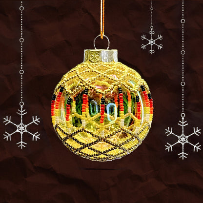 Gold Beaded Handmade Ornament Holiday Decor Gifts