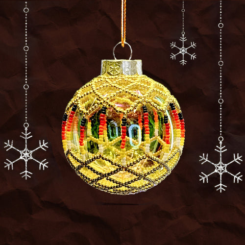 Gold Beaded Handmade Ornament Holiday Decor Gifts