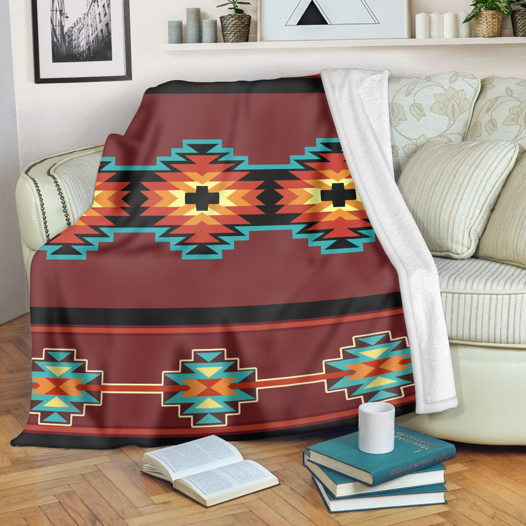 Native American Style Brown Pattern  Soft and Warm Fleece Blanket