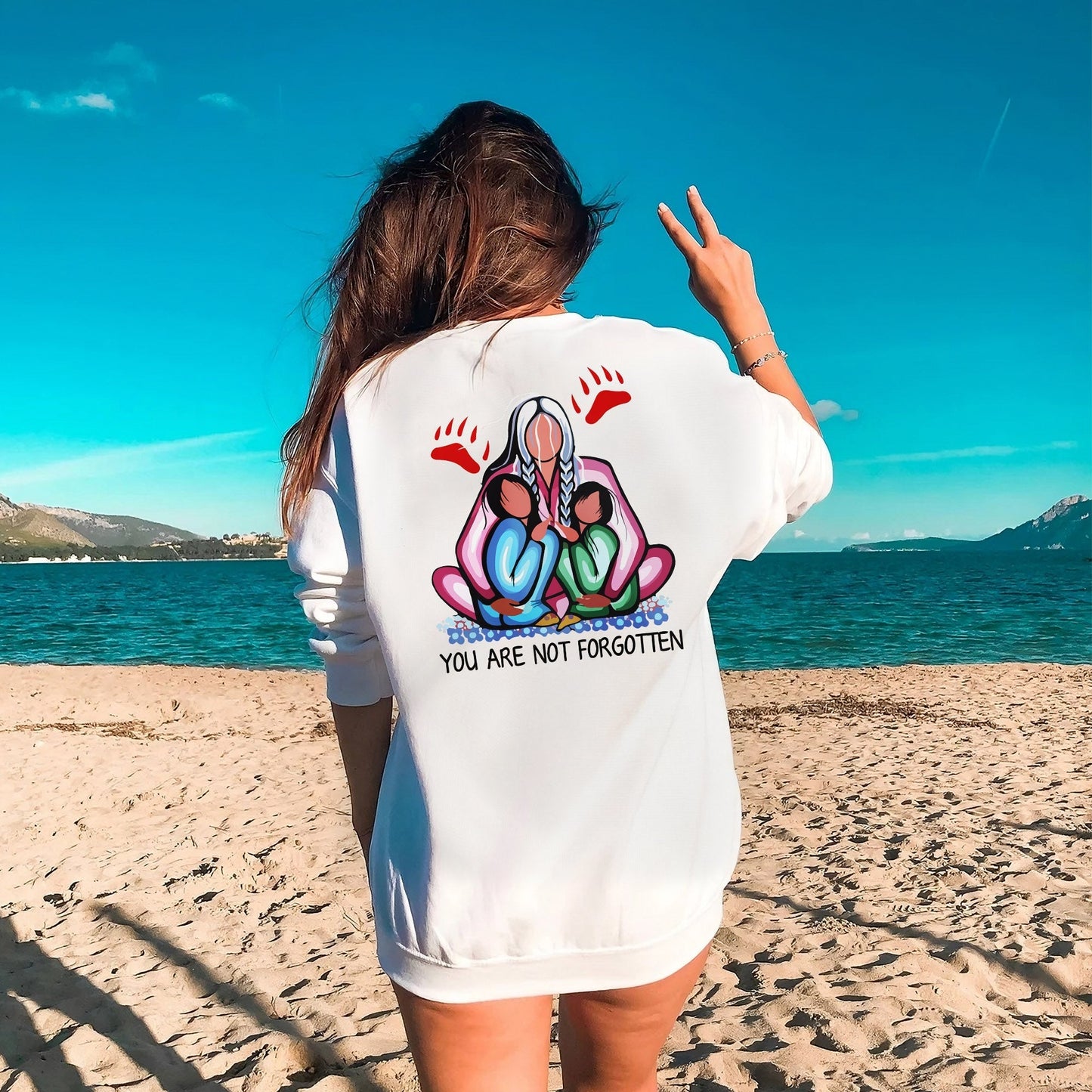 Every Child Matters Grandma With Grandniece Orange Shirt Day Unisex Back T-shirt/Hoodie/Sweatshirt