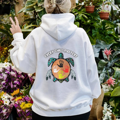 Every Child Matters Feather Hand Color On Turtle For Orange Shirt Day Unisex Back T-shirt/Hoodie/Sweatshirt